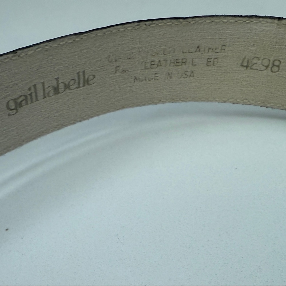 Gail LaBelle Gold Frog Black Leather Belt - Picture 10 of 10